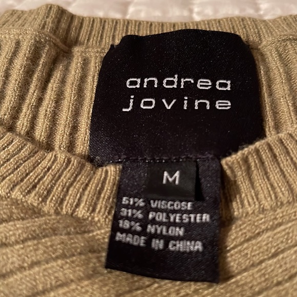 NWT- ANDREA JOVINE CRISSCROSS HI/LO HEM CREW NECK 3/4 SLEEVE SWEATER SZ MED - Picture 8 of 8
